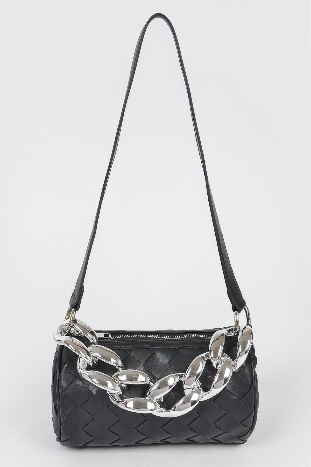 Braided Crossbody Bag W/oversized Chain