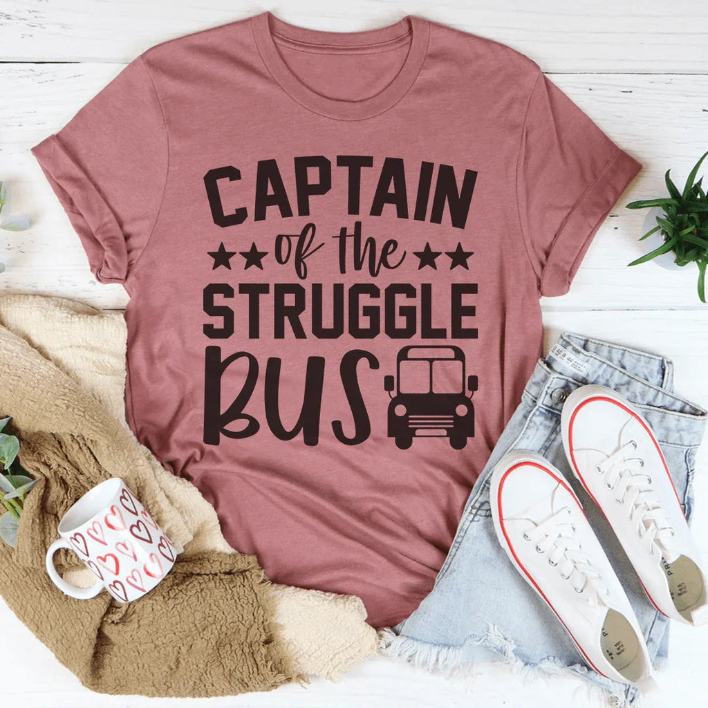 Busy Mom Humor Graphic T-Shirt – "Captain Of The Struggle Bus"