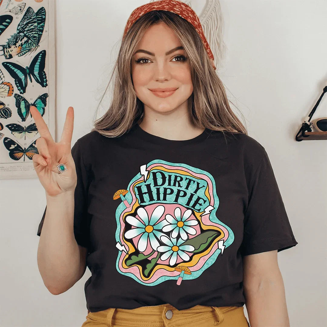 Boho Retro Vibe Shirt – "Dirty Hippie" Vintage Graphic Tee