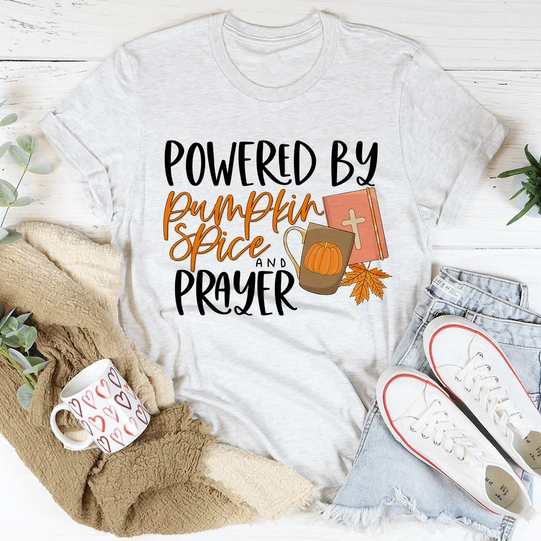 Powered By Pumpkin Spice & Prayer Tee